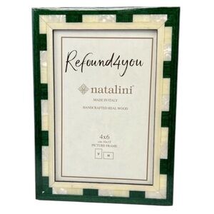 Natalini – ‘Geometric - green’ wood picture frame. 4” x 6”. NWT